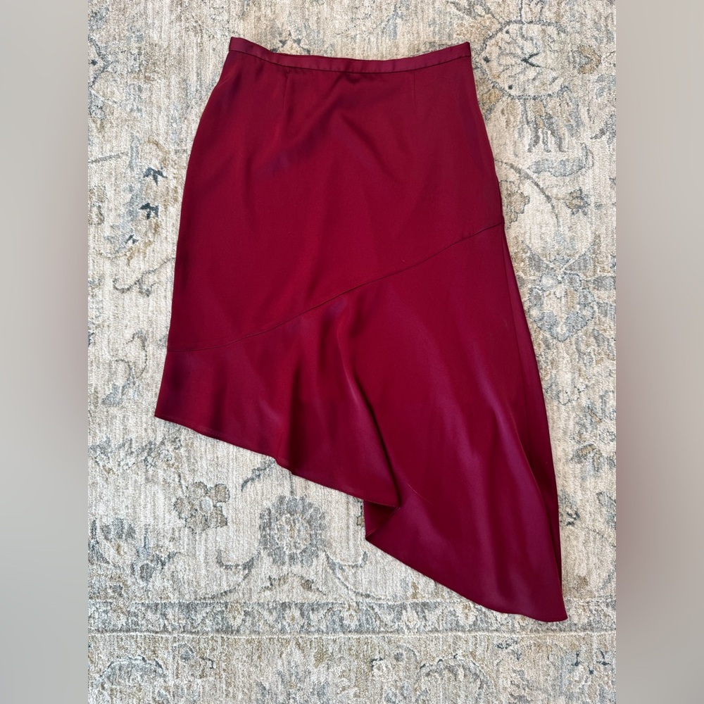 Banana Republic Deep Red Asymmetrical Skirt